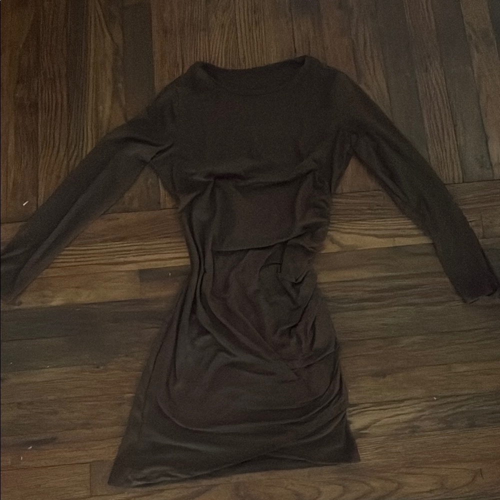 Elegant Brown Long Sleeve Dress